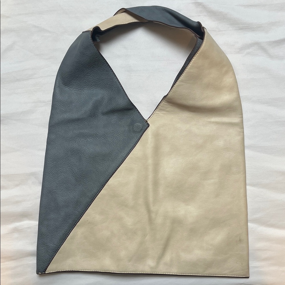 Two-Tone Hobo Bag - Cream and Gray (no brand name)